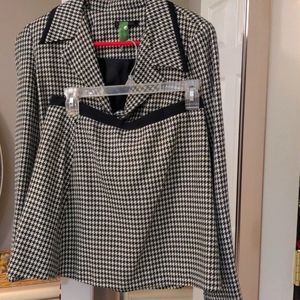 Black & white print suit skirt set
